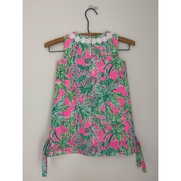 NWOT Lilly Pulitzer Mini Classic Shift Dress Pink Sand Paradise Girls size 4 - Picture 2 of 4